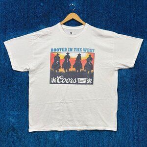 Coors Booted In The West Beer White T-shirt Size S/M
